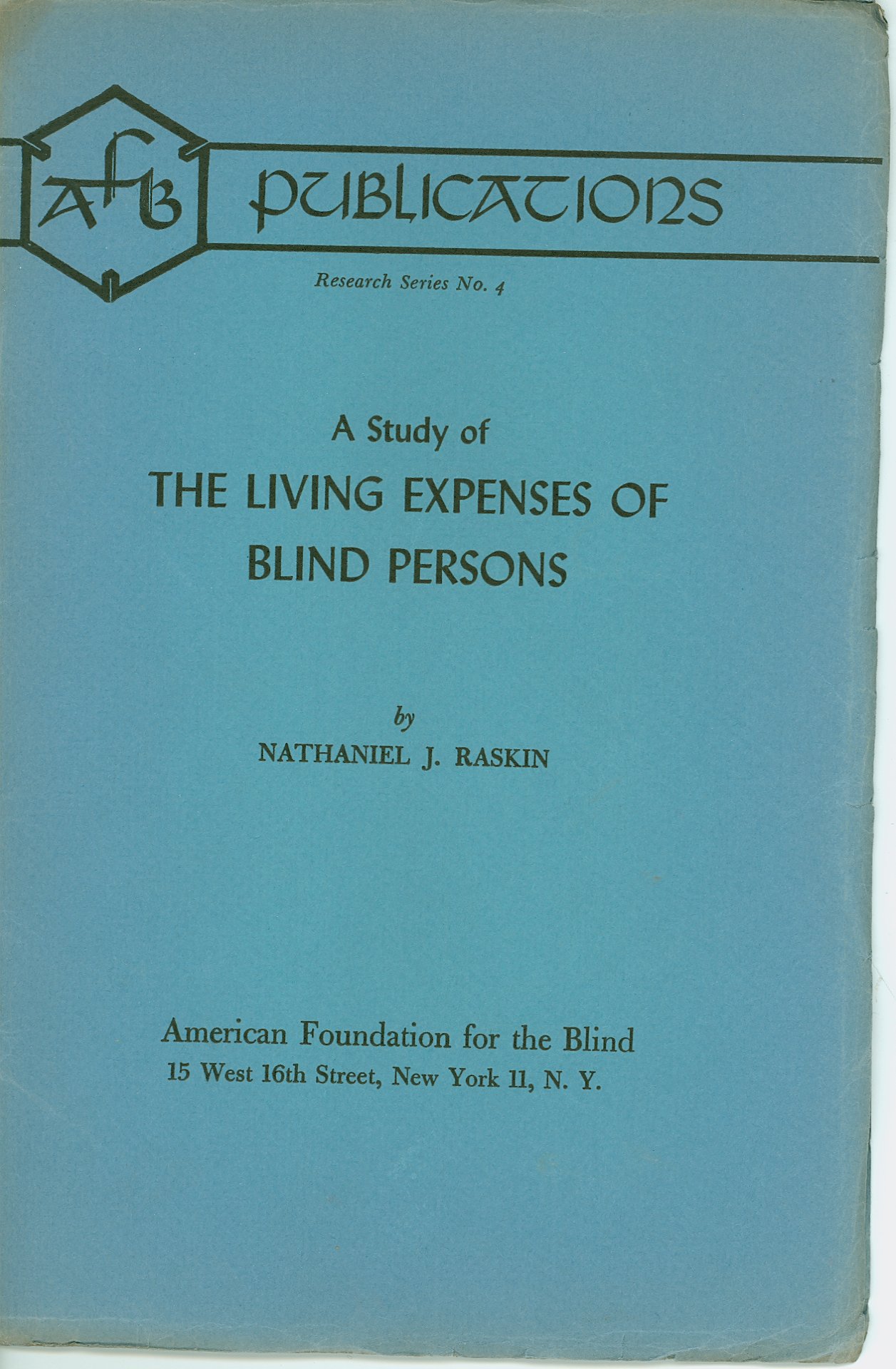 A Study of the Living Expenses of Blind Persons-1